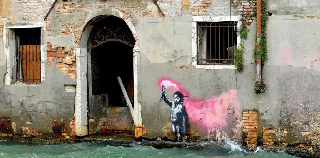 Banksy réalise un pochoir à Venise en 2019